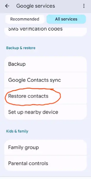 استعادة جهات الاتصال المحذوفة عن طريق النسخ الاحتياطية لجوجل